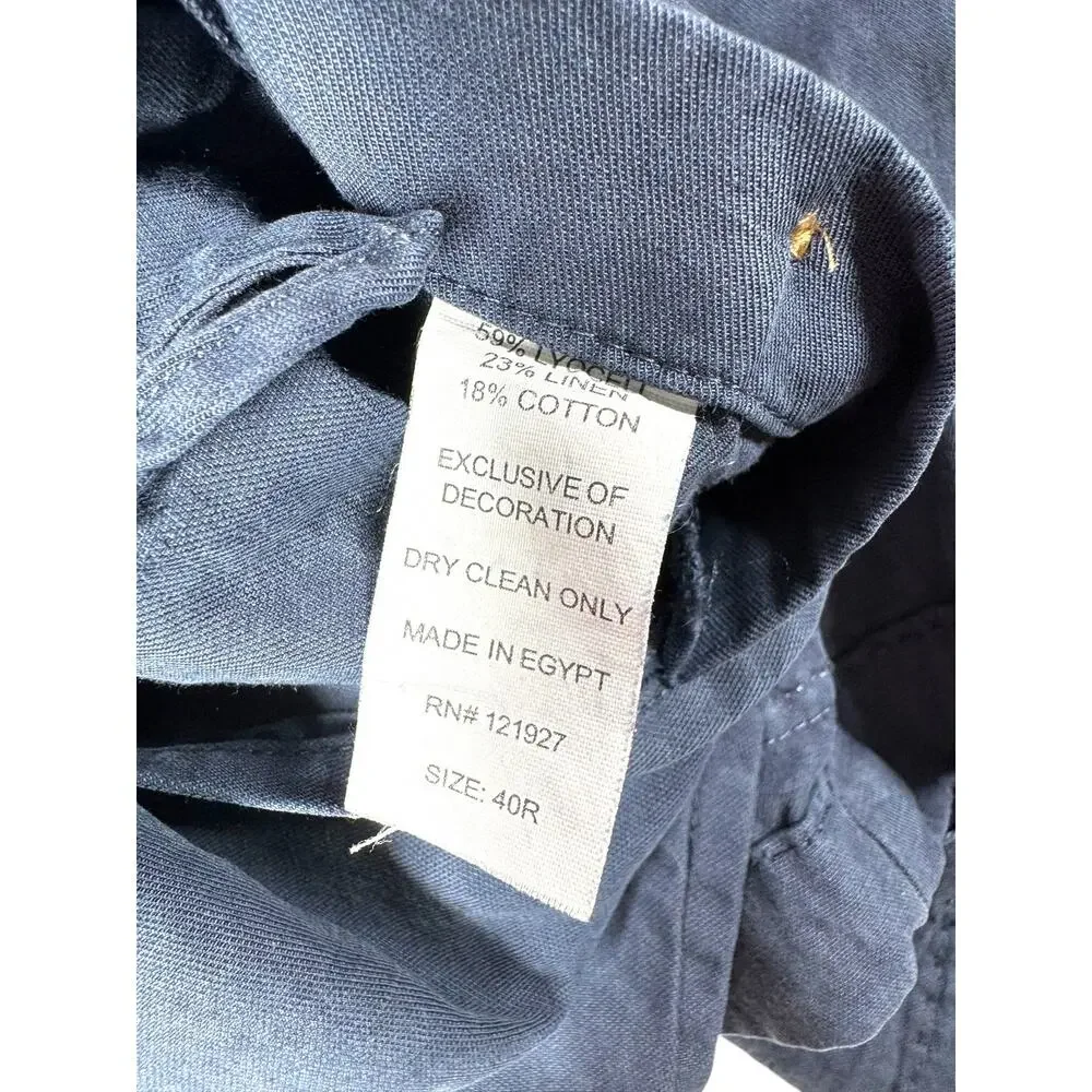 johnnie-O Coolidge Linen Blend Blazer 40R Navy Blue Top Shelf Sport Coat Jacket
